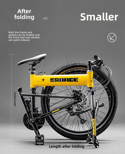 Bici Pieghevole Da Montagna Ultra Leggera Per Adulti Telaio Alluminio 18 Velocità Freno Disco Shimano