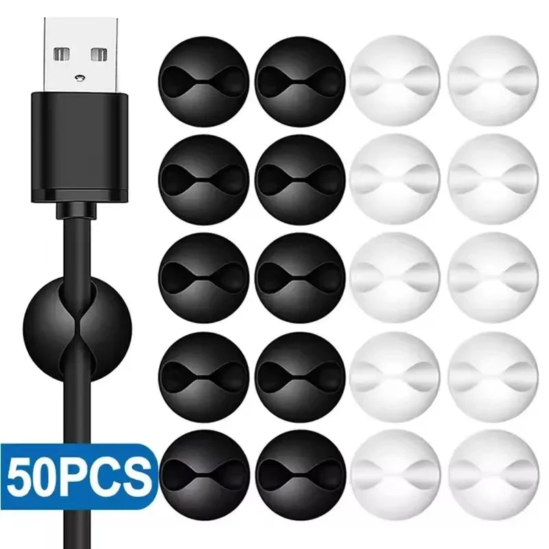 Clip per cavi Supporto per cavo telefonico Linea dati USB Organizzatore in silicone Gestione cavi autoadesiva Avvolgicavo Cavo per caricabatterie per auricolari