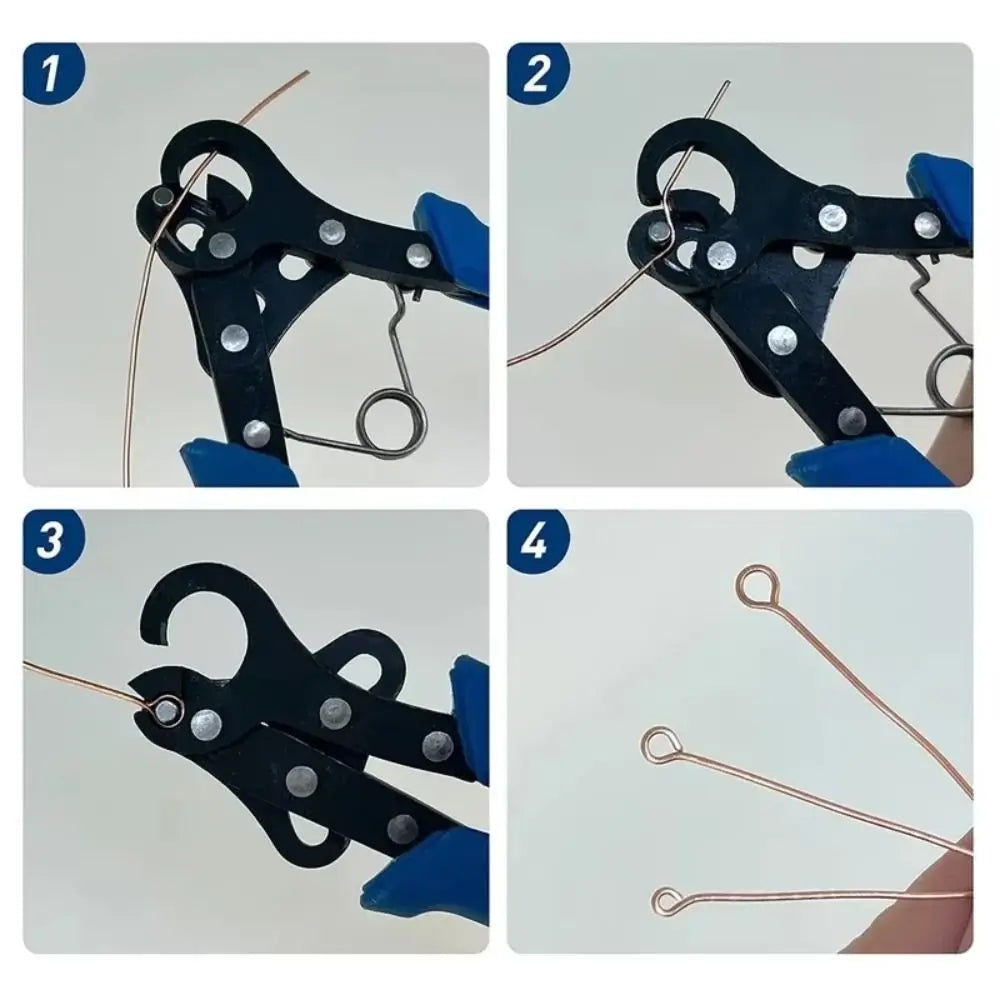 Set di pinze per filo da 1,5/2,25/3 mm per avvolgimento del filo, riparazione di flessioni, strumento per la creazione di gioielli, pinze a becchi tondi per avvolgimento di anelli metallici