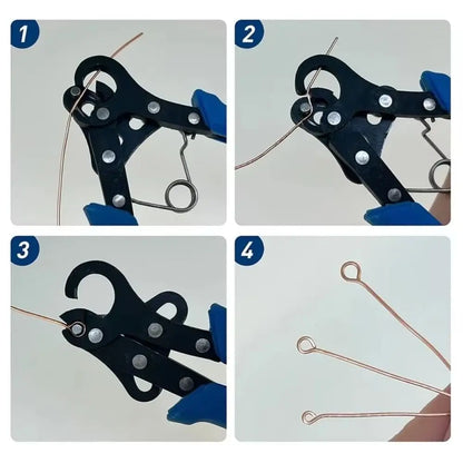 Set di pinze per filo da 1,5/2,25/3 mm per avvolgimento del filo, riparazione di flessioni, strumento per la creazione di gioielli, pinze a becchi tondi per avvolgimento di anelli metallici