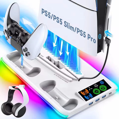 Supporto PS5 Con Ventola Raffreddamento RGB E Base Stabile Per Console Slim E Pro
