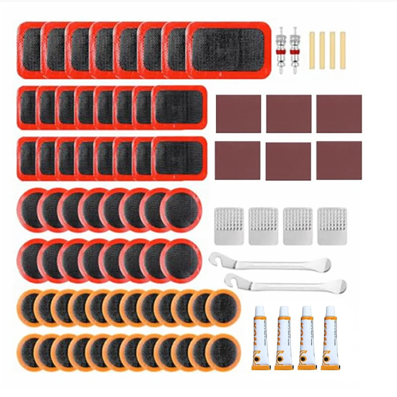 Kit di Riparazione Pneumatici per Bicicletta con Toppe, Colla e Leve per Riparazioni Veloci