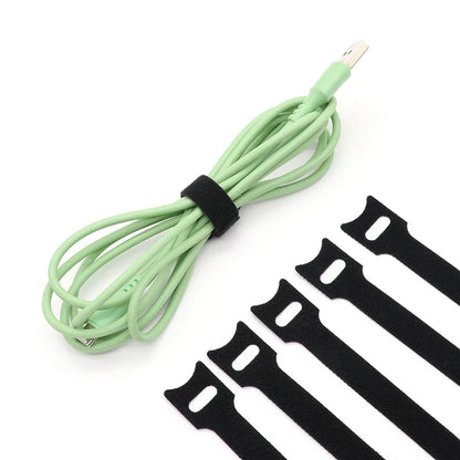 Fascette per cavi rilasciabili Organizzatore di cavi Nero 15 20 25 30 cm Cinghie ad anello con gancio in nylon Avvolgere Zip Bundle Fasciatura Fascetta Fissaggio in plastica