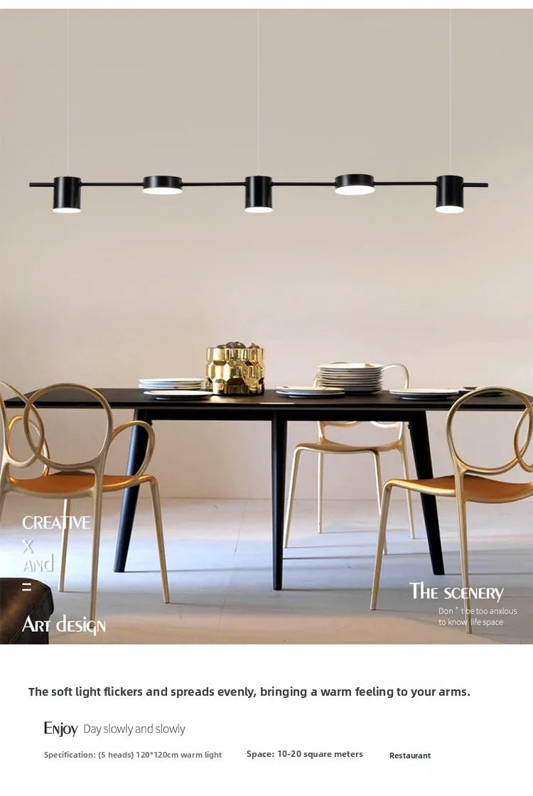 Lampada A Sospensione Postmoderna Tre Teste Per Ristorante In Ferro Nero E Oro Illuminazione Minimal Nordica Di Lusso