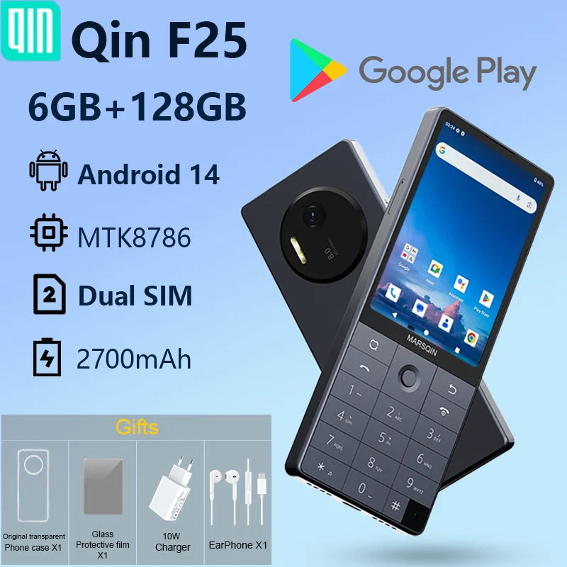 Qin F25 MTK8786 Non sbloccare Google Play Android 14 Schede SIM doppie 6 GB + 128 GB 2700 mAh WIFI Bluetooth Touch Schermo da 3,54 pollici