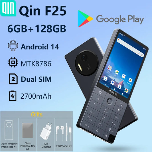 Qin F25 MTK8786 Non sbloccare Google Play Android 14 Schede SIM doppie 6 GB + 128 GB 2700 mAh WIFI Bluetooth Touch Schermo da 3,54 pollici
