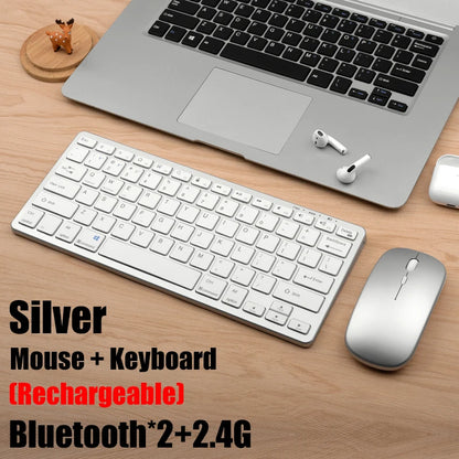 Set tastiera e mouse wireless 2.4G, combo tastiera e mouse Bluetooth 5.0, 2 modalità, mini tastiera e mouse per accessori PC portatili