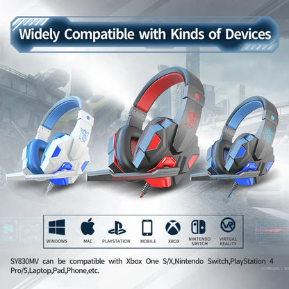Cuffie da Gaming RGB HOMEFISH SY830MV con Microfono, Cuffie Cablate Over-Ear Leggere per PC, PS5, Xbox, Switch