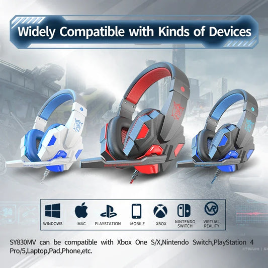 Cuffie da Gaming RGB HOMEFISH SY830MV con Microfono, Cuffie Cablate Over-Ear Leggere per PC, PS5, Xbox, Switch