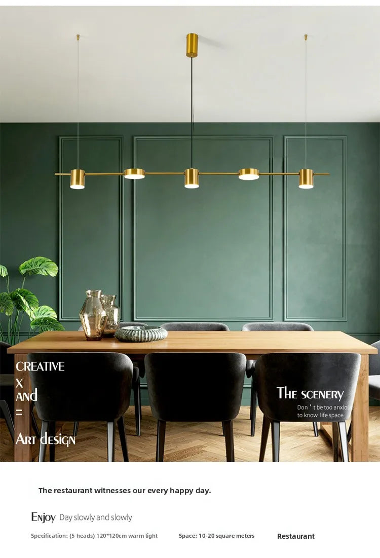 Lampada A Sospensione Postmoderna Tre Teste Per Ristorante In Ferro Nero E Oro Illuminazione Minimal Nordica Di Lusso
