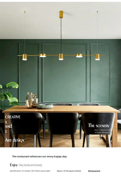 Lampada A Sospensione Postmoderna Tre Teste Per Ristorante In Ferro Nero E Oro Illuminazione Minimal Nordica Di Lusso