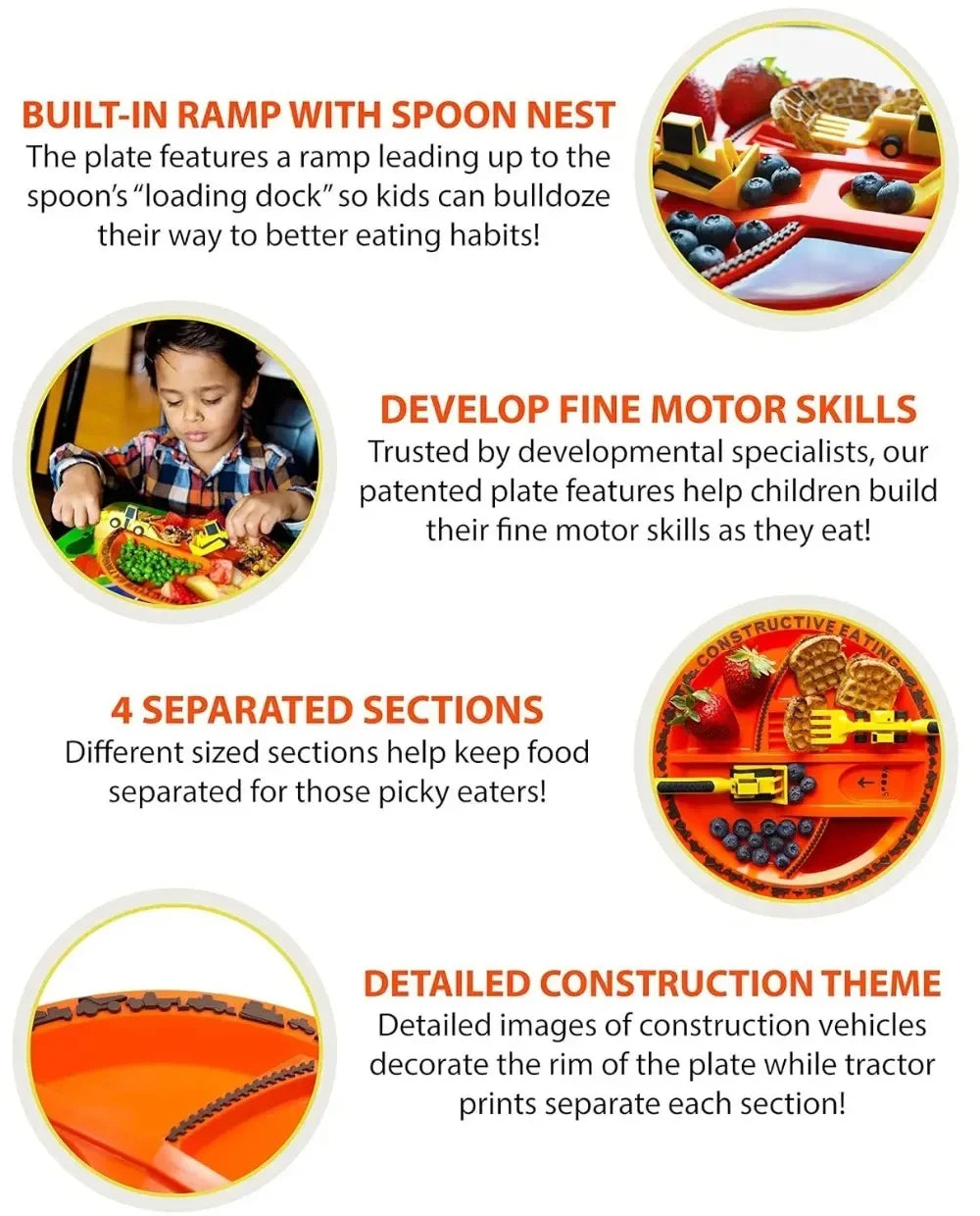 Stoviglie Per Bambini Set Auto Bulldozer Escavatore Pala Piatto Forchetta Cucchiaio BPA Free Ecologiche