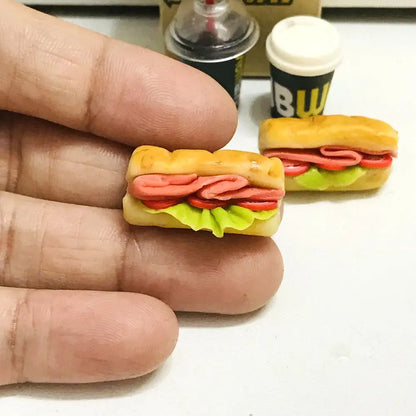 Set Cibo Miniatura Per Casa Delle Bambole 4 Pezzi Pane Caffè Fast Food Realistici