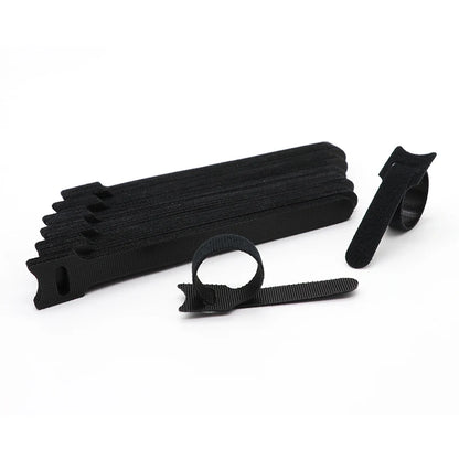 Fascette per cavi rilasciabili Organizzatore di cavi Nero 15 20 25 30 cm Cinghie ad anello con gancio in nylon Avvolgere Zip Bundle Fasciatura Fascetta Fissaggio in plastica