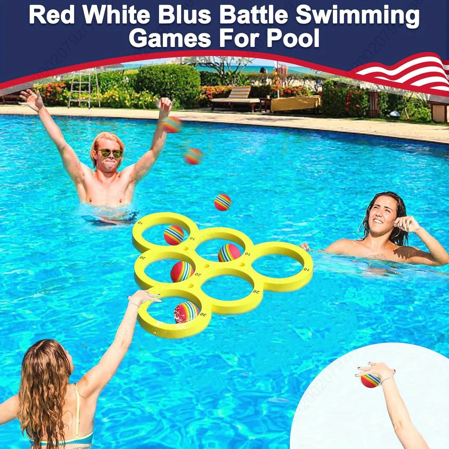 Set di Giochi di Lancio per Piscina 11 Pezzi Giocattoli Galleggianti per Sport Acquatici in Famiglia