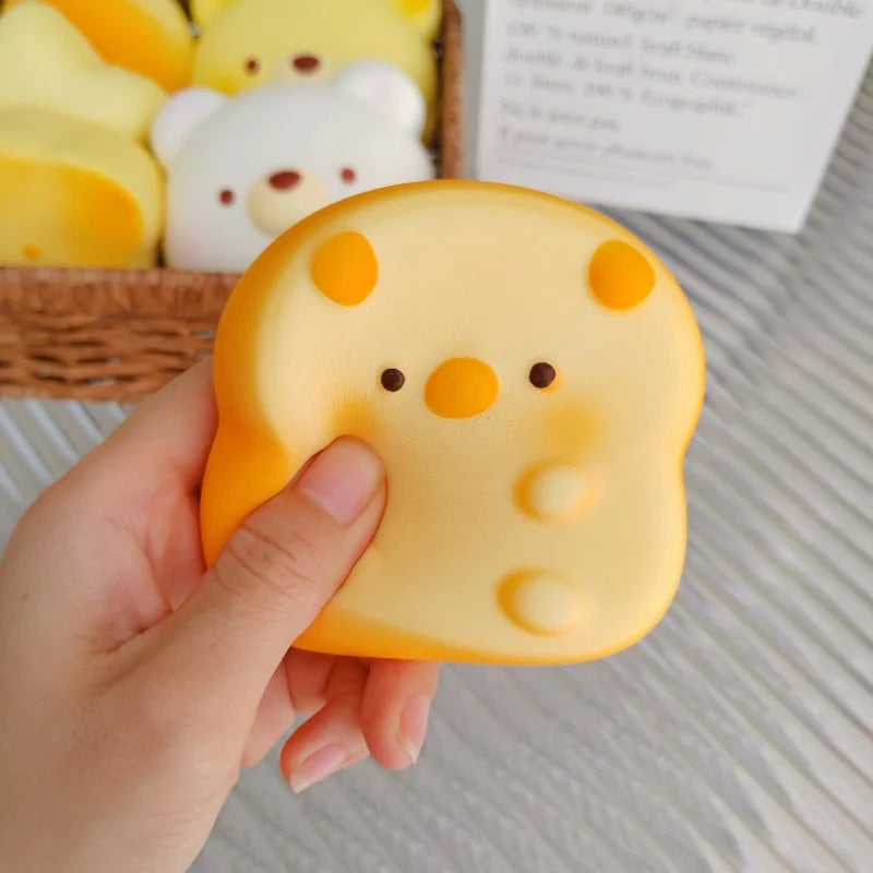 Squishy simpatico cartone animato simulato pane spremere giocattolo morbido antistress lento aumento sensoriale agitarsi per regali di ansia per bambini adulti