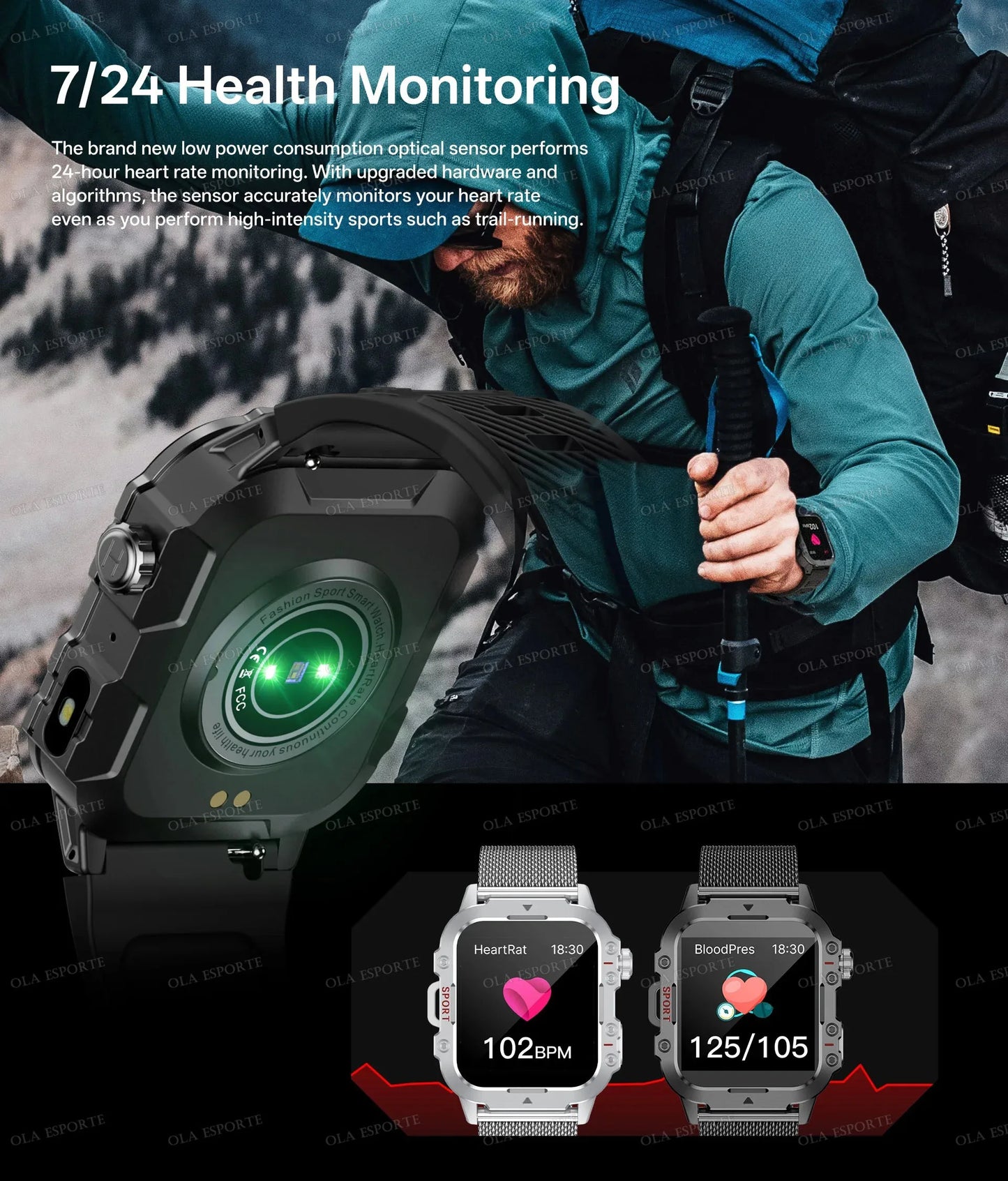 2025 Nuova Torcia Elettrica Militare Astuto Della Vigilanza Degli Uomini IP68 5ATM Sport All'aria Aperta Fitness Tracker Monitor di Salute 1.44 Pollici BT Chiamata Smartwatch