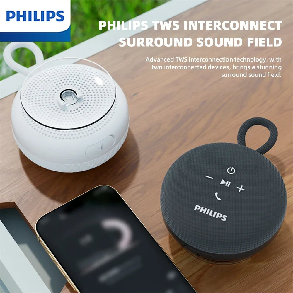 Philips TAS1120 Altoparlante Bluetooth da 800 mAh, cassa audio impermeabile per interni ed esterni con ventosa e cordino, altoparlante portatile per esterni