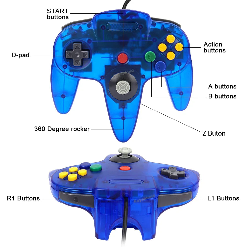 Gamepad cablato a 8 colori per console N64 Joypad Control per N64 Joystick classico Console di gioco retrò Accessori per gamepad