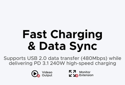 Cavo USB-C PD3.1 240W Ricarica Veloce e Trasferimento Dati, Corpo in Alluminio Nylon Intrecciato