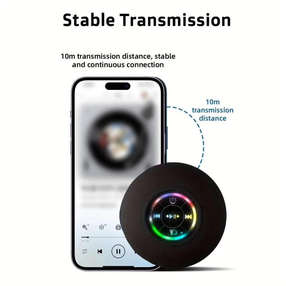Famiglia portatile senza fili Bluetooth ventosa impermeabile LED piccolo altoparlante per auto bagno telefono cellulare ascolto musica stereo