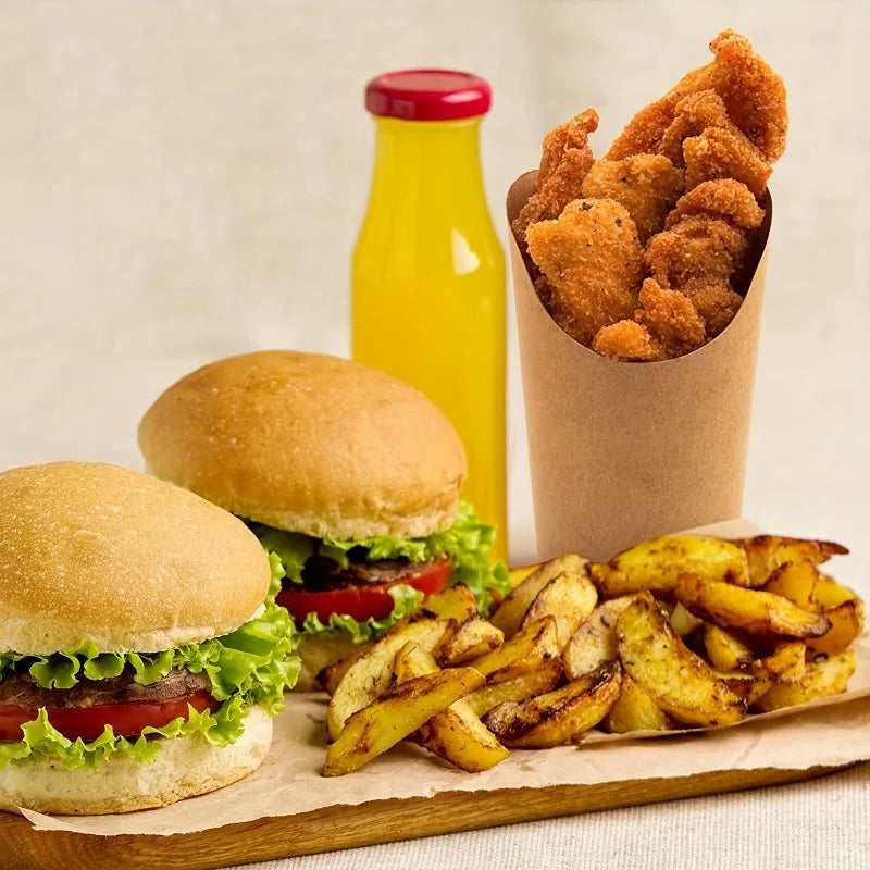 Tazze Per Patatine Fritte In Carta Kraft Naturale 50 100 Pezzi Per Snack Catering
