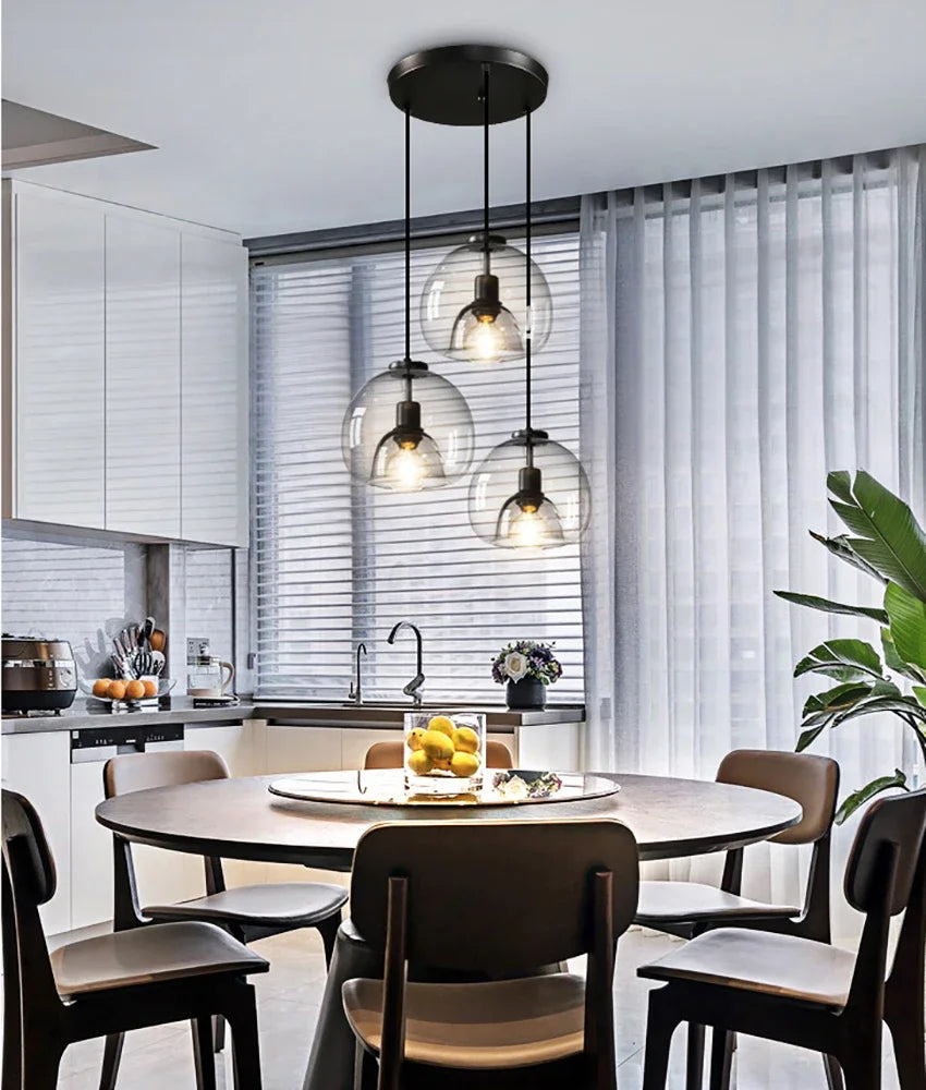 Lampadario A LED In Vetro Sospensione Moderna Grigio Per Soggiorno Pranzo Cucina E Camera Da Letto