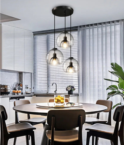 Lampadario A LED In Vetro Sospensione Moderna Grigio Per Soggiorno Pranzo Cucina E Camera Da Letto