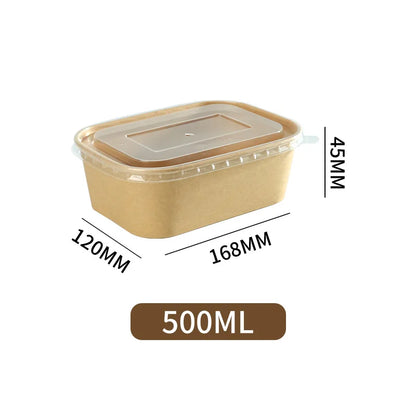 25 pz/set Scatole di Carta Kraft Usa E Getta Scatole per il Pranzo con Coperchi Ciotole per Imballaggio di Fast Food Bento Box per la Catering Da Asporto