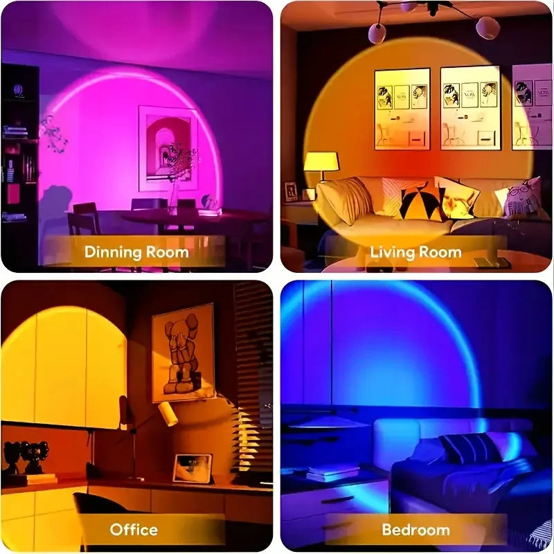 Proiettore Notturno Tramonto Con Telecomando Luce LED RGB Cangiante A 16 Colori Per Camera Da Letto