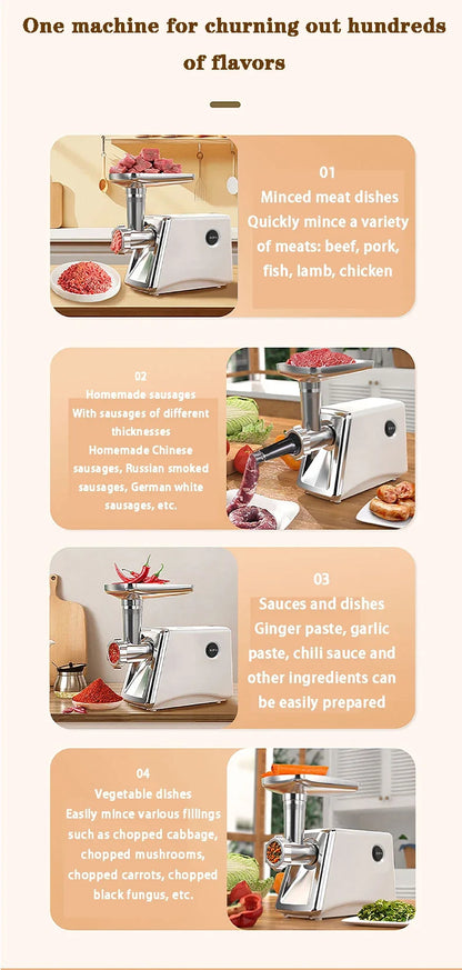 Tritacarne Elettrico 800W Professionale E Robot Da Cucina Multifunzione Processore Alimentare Per Tritare E Preparare Cibi