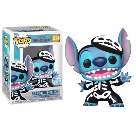 Disney Stitch Funko Pop Summer Stitch # 636 Punto scheletro 1234 #   Punto Elvis # 127 Punto # 159 Figure in vinile Regalo di giocattoli carvinali