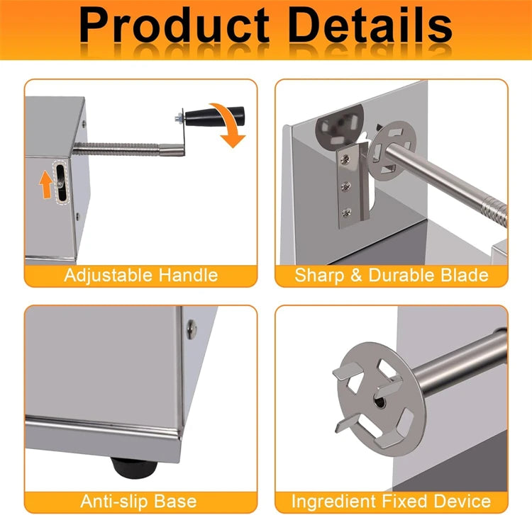 LMETJMA Taglierina a spirale per patate Tornado manuale Affettatrice per patate intrecciate Taglierina per patate a spirale Patate fritte Tornado Twister JT309