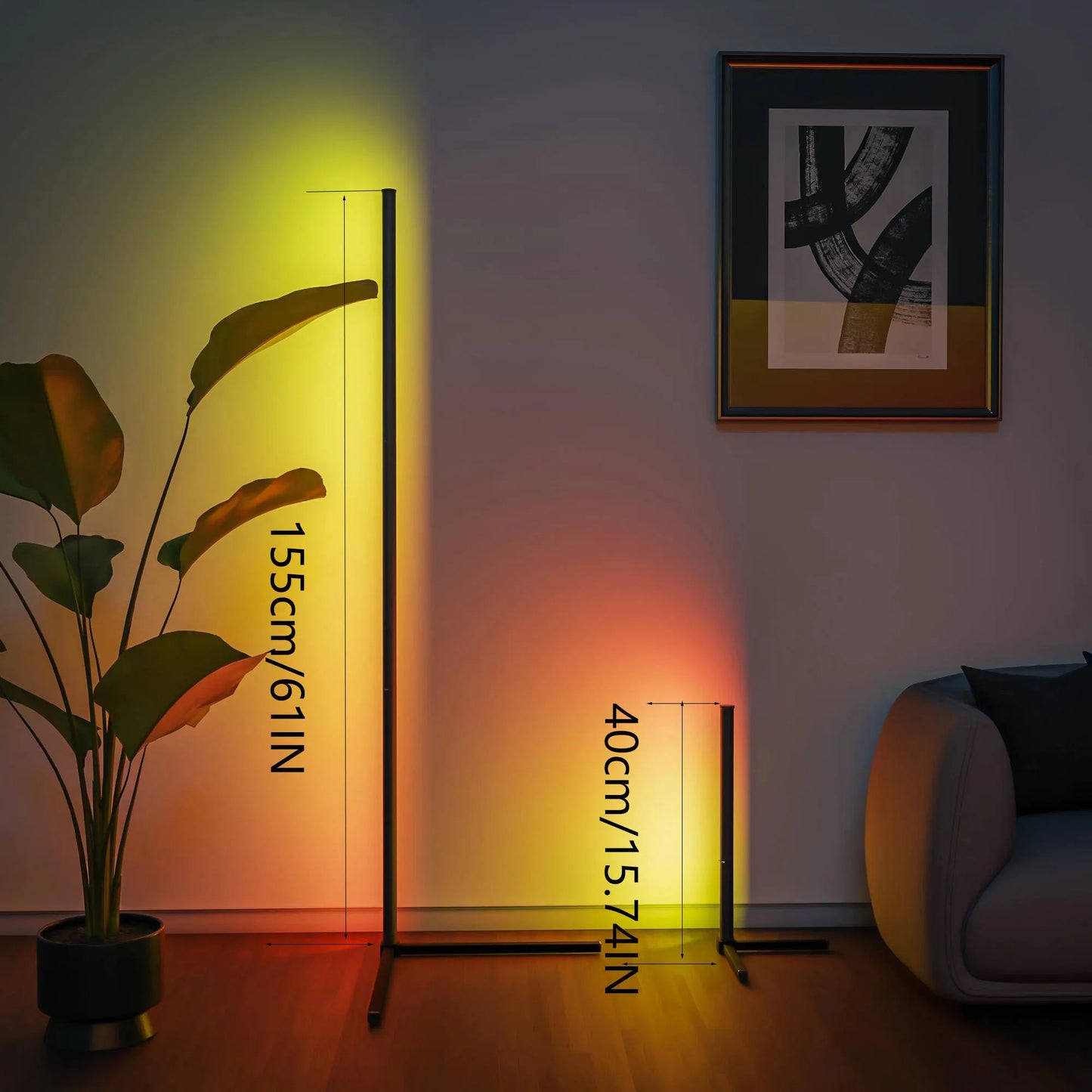 Lampada Da Terra Angolare Rgb Con Controllo Via App Dimmabile E Sincronizzazione Musicale Per Salotti Moderni