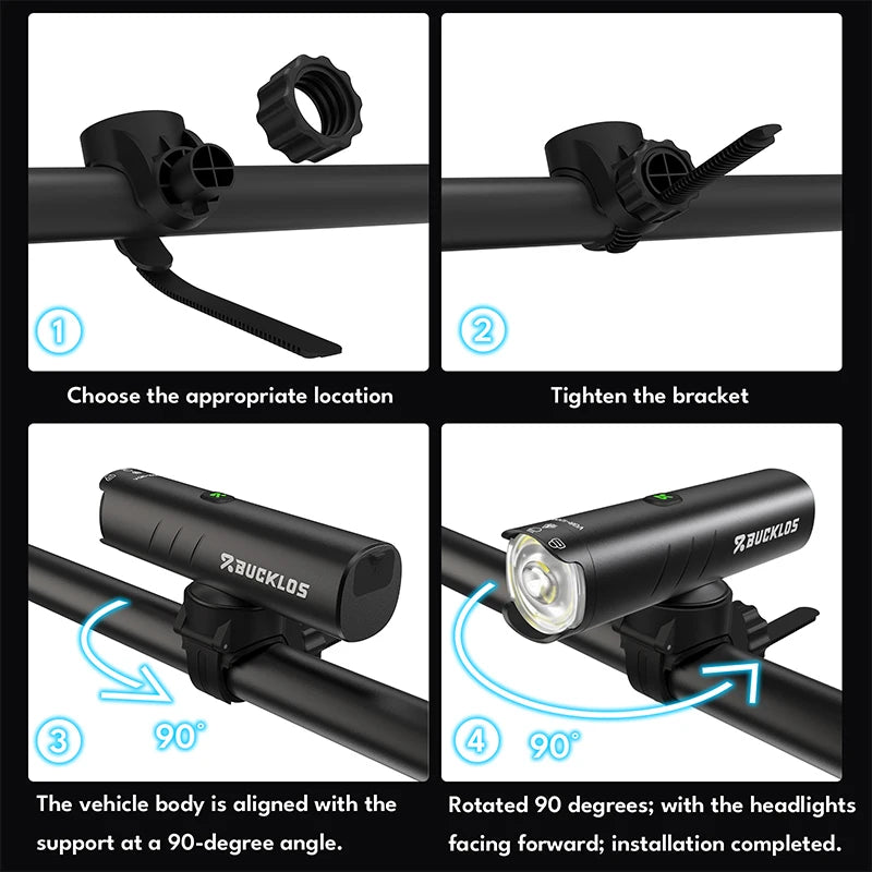 Faro Per Bici Ricaricabile In Alluminio 4500mAh Ip66 Impermeabile 1200 1500 Lumen