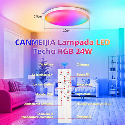 Plafoniera Led Dimmerabile con Controllo Remoto Rgb Bluetooth Tuya per Interni Alexa