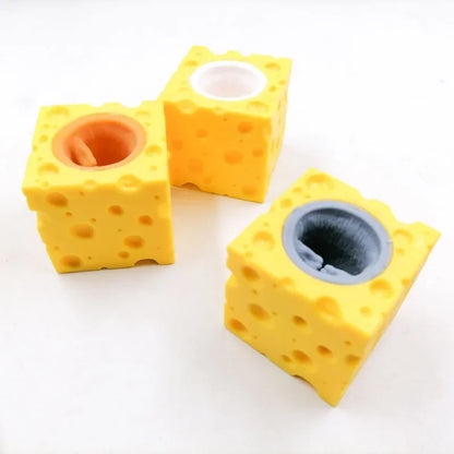 Gioco Antistress Divertente Forma Mouse e Formaggio Spremere Per Rilassarsi Adulti e Bambini