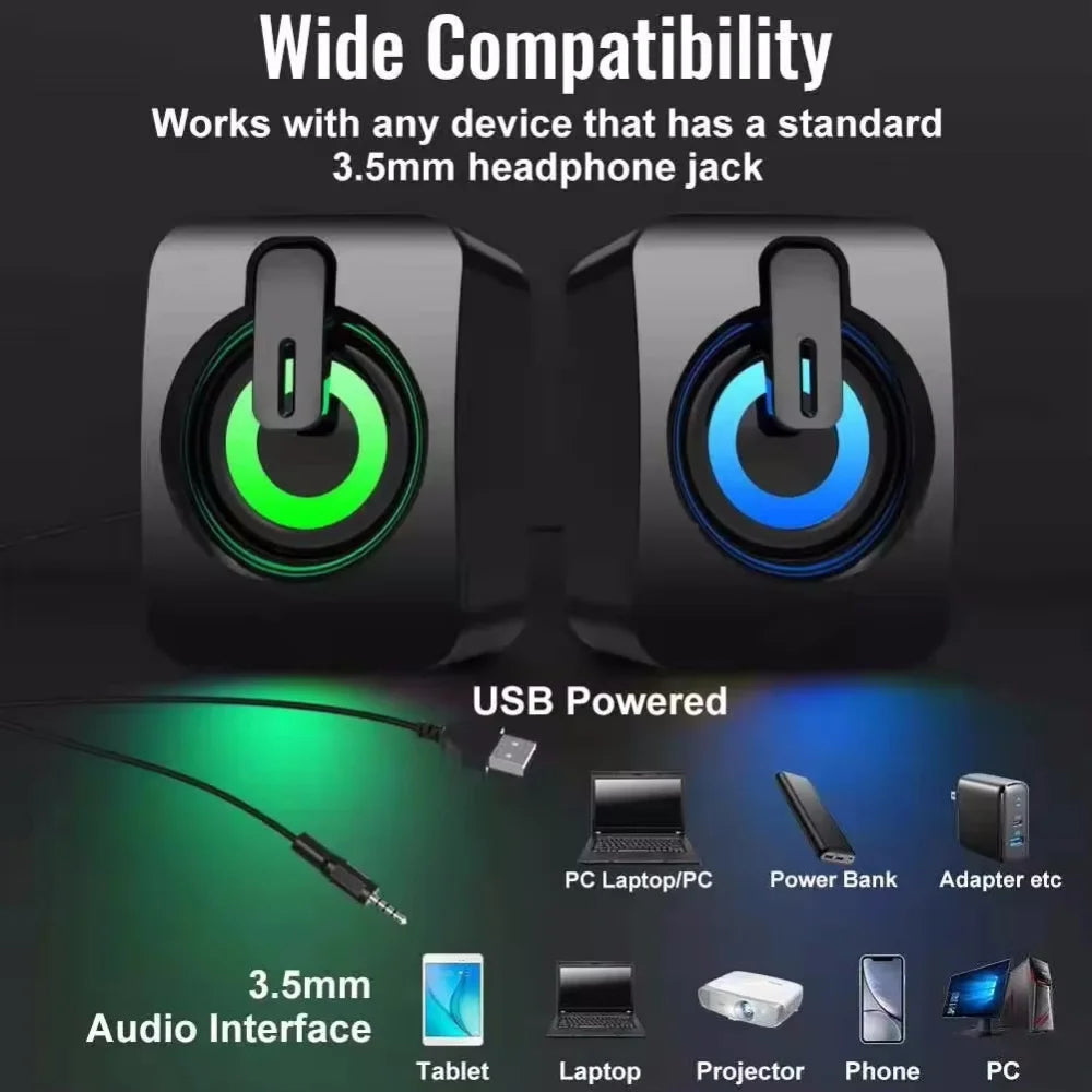 Altoparlanti per Computer, Sound Box PC HIFI Stereo con Microfono e Luce LED per Desktop, Altoparlanti RGB per Gaming con Audio Surround