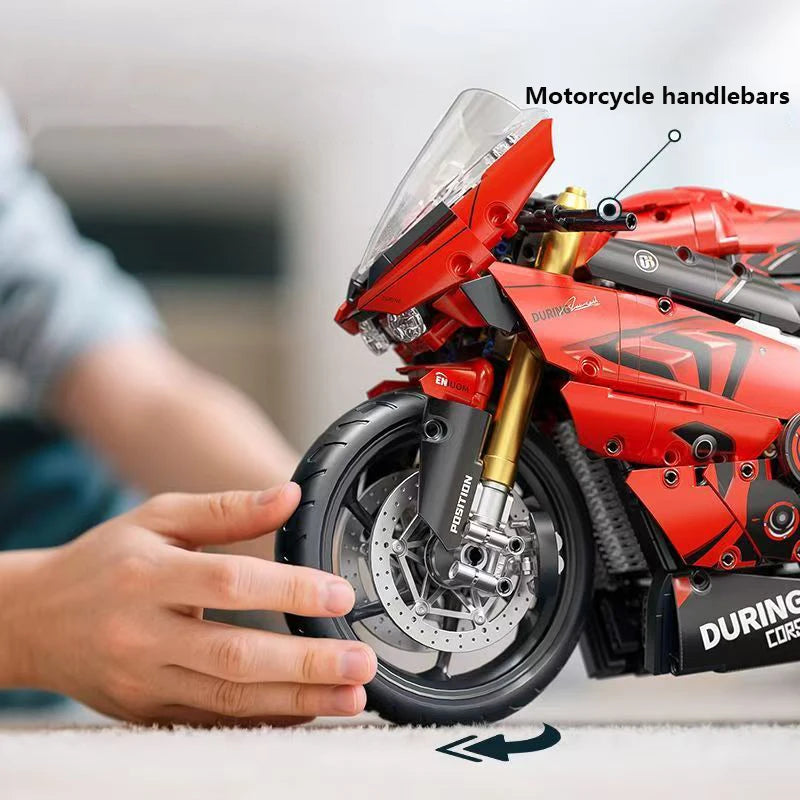 Set Blocchi Moto V4s Racing Con Supporto Esposizione Gioco STEM Per Adulti E Bambini Regalo Unisex