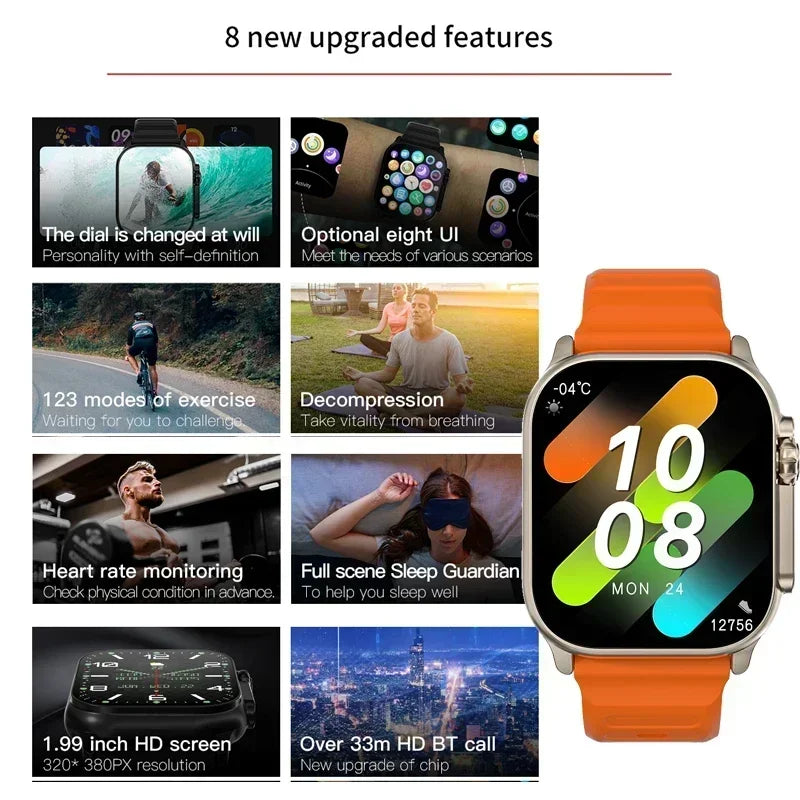 Nuovo Smartwatch 2026 Watch 10 Ultra 49mm con NFC, GPS, Chiamate Bluetooth, Musica BT, Giochi e Ricarica Wireless per Uomo e Donna