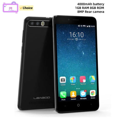 LEAGOO P1 Smartphone 4G 5.0 Pollici MTK 1GB RAM 8GB ROM 8MP Dual SIM WIFI 4000mAh Android 7.0 Touchscreen Capacitivo