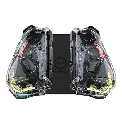 LinYuvo KS40 Gamepad wireless trasparente per Switch/OLED con LED a 8 colori, funzione Turbo. Joystick controller per Switch Lite