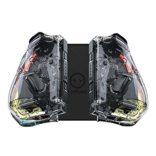 LinYuvo KS40 Gamepad wireless trasparente per Switch/OLED con LED a 8 colori, funzione Turbo. Joystick controller per Switch Lite