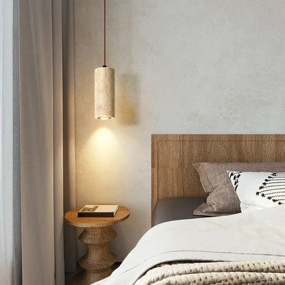 Lampada a Sospensione in Pietra Gialla Stile Giapponese Wabi Sabi per Camera da Letto e Bar