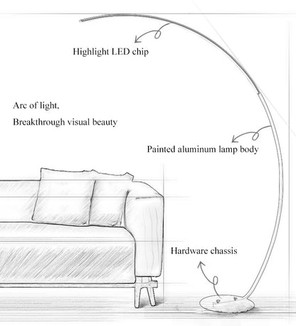 Lampada Da Terra Moderna A Arco Nordico Con LED Dimmabile E Telecomando Per Soggiorno E Camera Da Letto