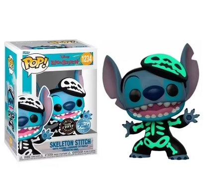 Disney Stitch Funko Pop Summer Stitch # 636 Punto scheletro 1234 #   Punto Elvis # 127 Punto # 159 Figure in vinile Regalo di giocattoli carvinali