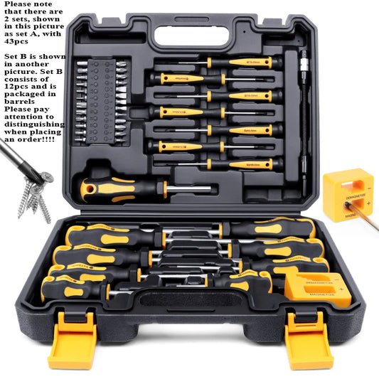 Set Professionale di Cacciaviti con Portapunte Magnetico Phillips Esagonali Torx e Precisione