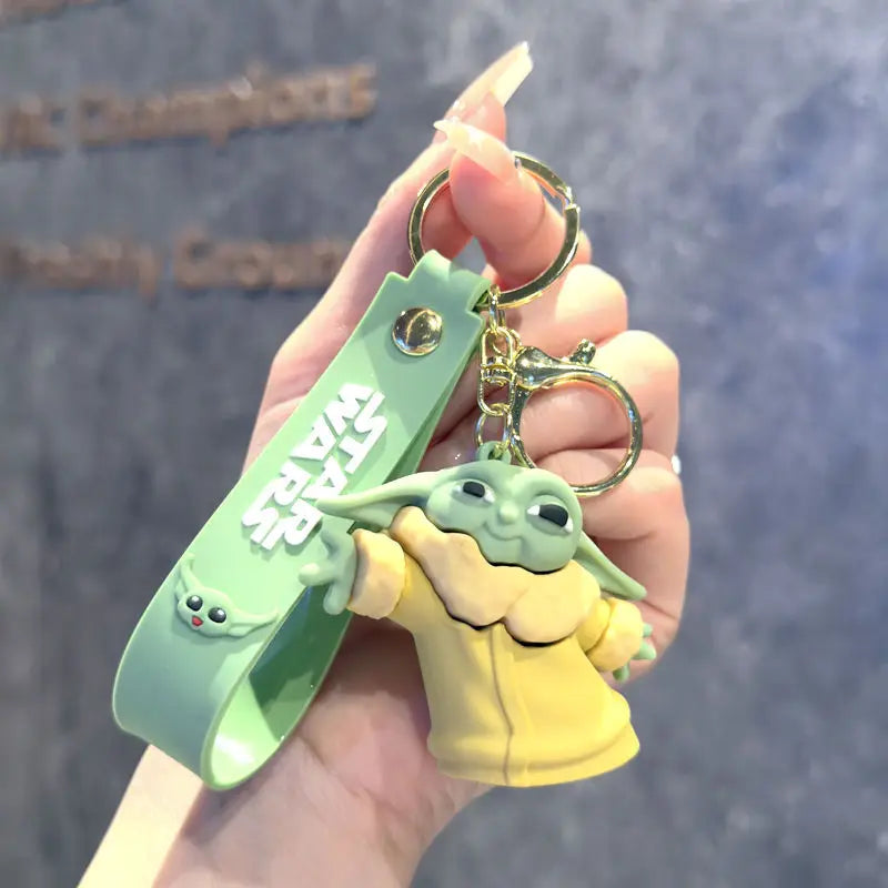 Cartoon Anime Cute Baby Yoda Portachiavi Mandalorian Figura Modello Master Yoda Portachiavi PVC Regalo per bambini