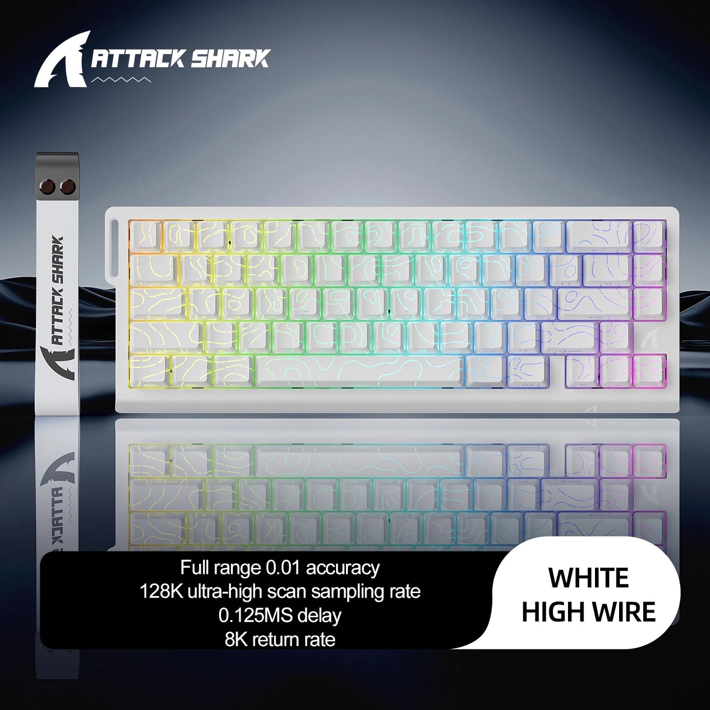 X68HE ATTACK SHARK Tastiera da gioco magnetica meccanica cablata per Pro Gaming Trigg rapido 0,01 mm 8000 Hz SOCD/Rs 0,125 ms 128 K Velocità