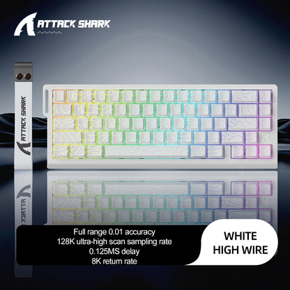 X68HE ATTACK SHARK Tastiera da gioco magnetica meccanica cablata per Pro Gaming Trigg rapido 0,01 mm 8000 Hz SOCD/Rs 0,125 ms 128 K Velocità